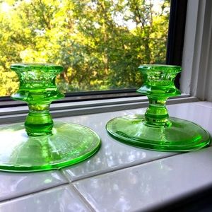 Vintage Depression Glass candlesticks